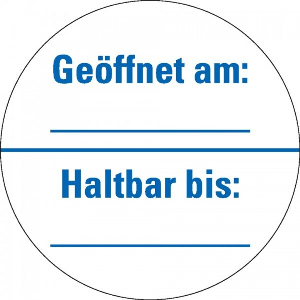 Dreifke® Aufkleber I Infoplakette Geöffnet am, Haltbar Produktbild 