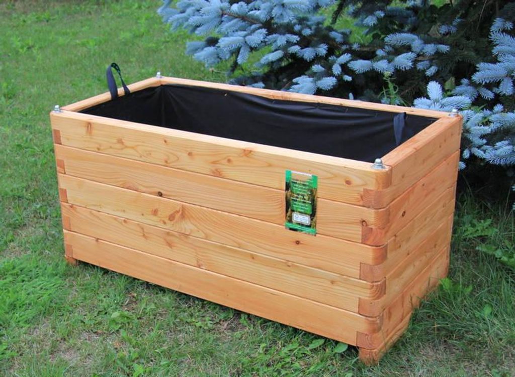 Pflanzkasten 100x50x50cm aus Lärche geschraubt mit Vlies, Produktbild 