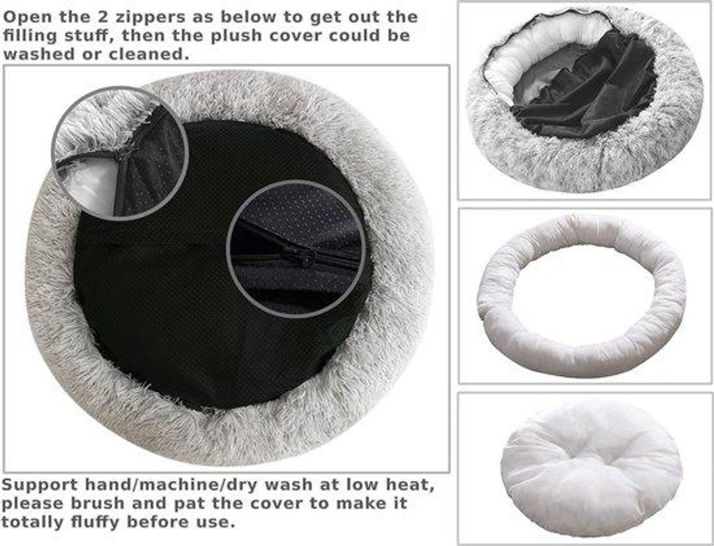 Angstlinder für Hunde, weiches, rundliches Kissen mit abzüglichem, waschbarem Überzug, Schutz für Hunde gegen Panik, weiches Hundebett (70 cm, ...