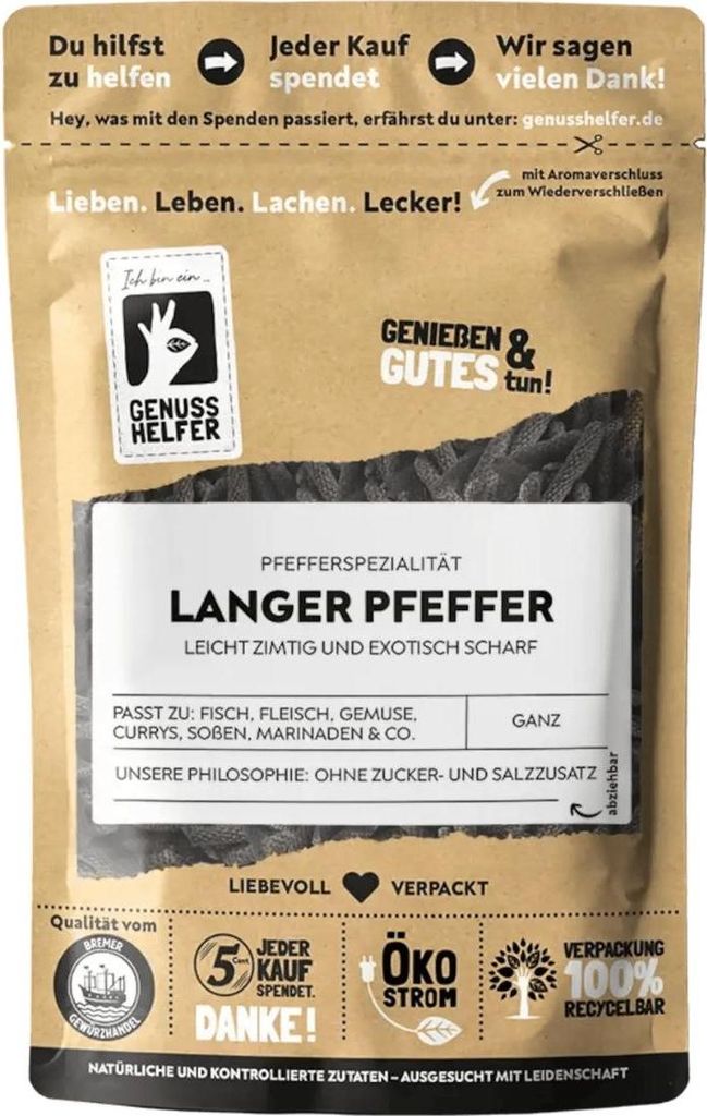 Langer Pfeffer, ganz, Stangenpfeffer für Koch- und Produktbild 