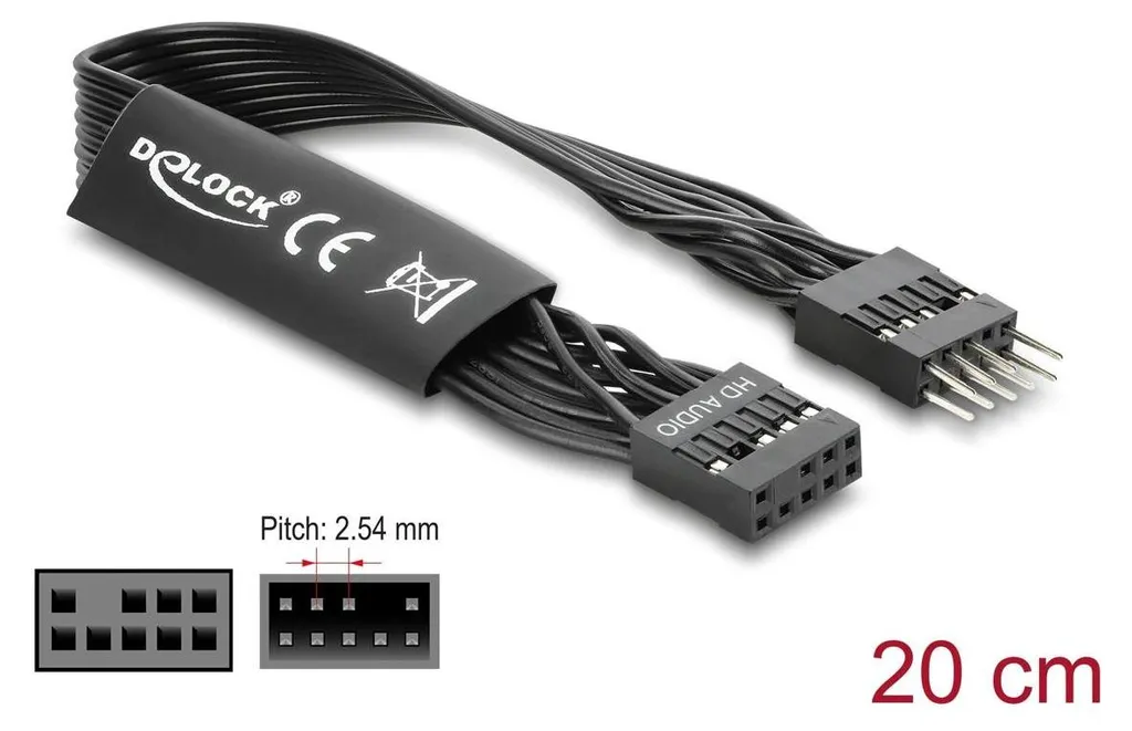 DeLOCK 86049 Câble d'extension interne USB 2.0 9 broches noir de 20cm