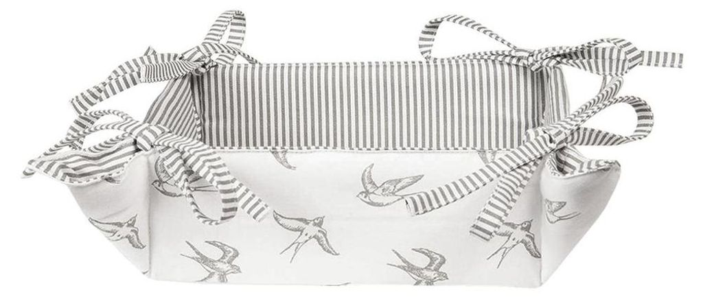 Clayre & Eef Brotkorb 35x35x8 cm Grau Weiß Baumwolle Produktbild 