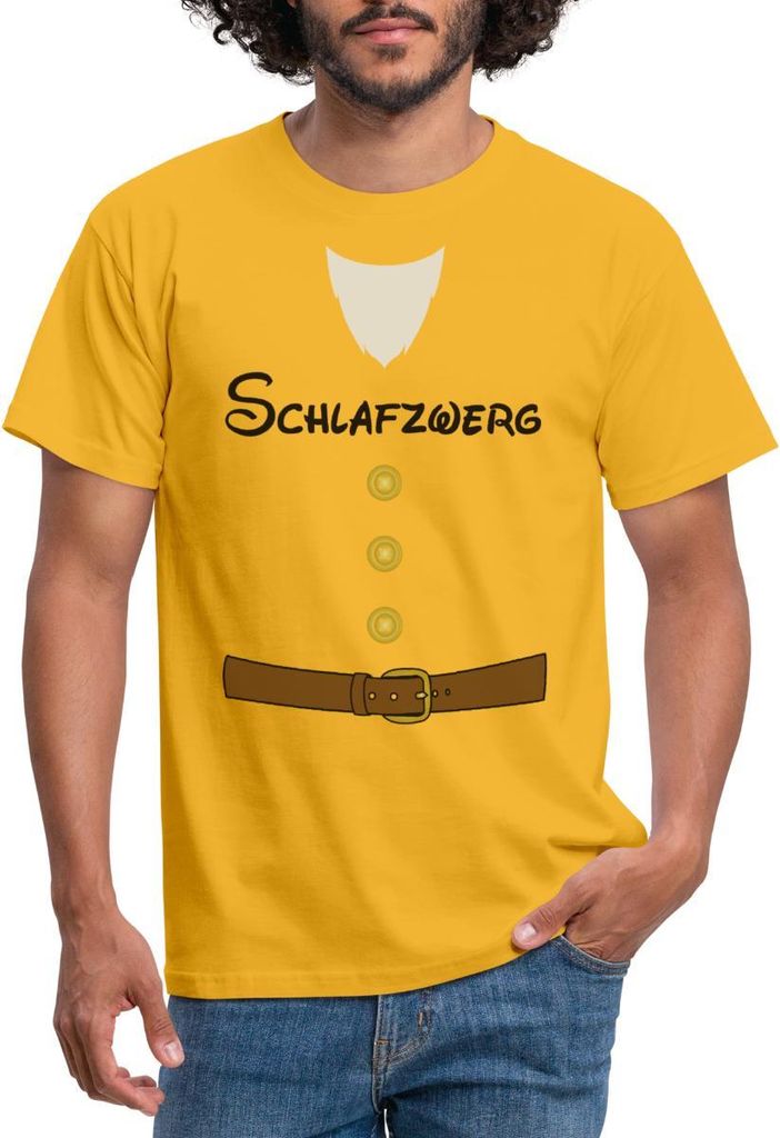 Spreadshirt Schlafzwerg Sieben Zwerge Karneval-Kostüm für Erwachsene Männer T-Shirt, M, Gelb