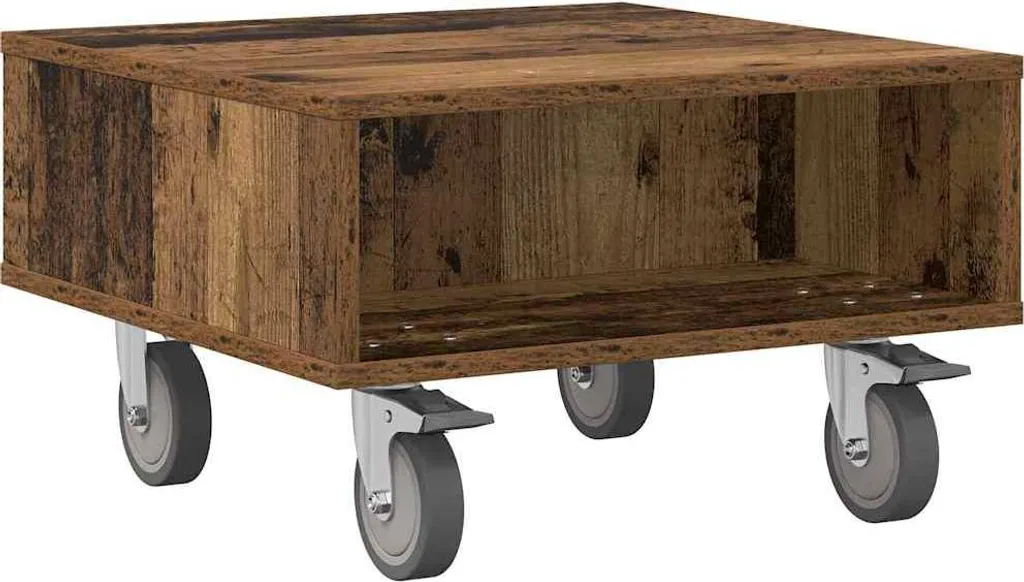 SYFAX™ Tavolino con Ruote Legno vecchio 50,5 x 50 x 30 cm