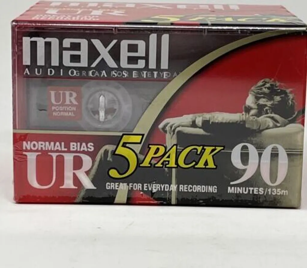 Maxell UR 90 Audiocassetta 5PK 124036 - Il Suono Originale Anni '90