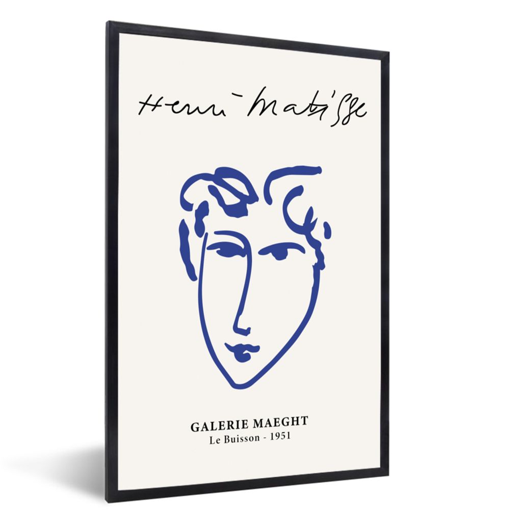 MuchoWow Gerahmtes Poster Henri Matisse - Alte Meister - Porträt - Blau 40x60 cm - Poster mit Schwarzem Bilderrahmen Wandposter Rahmen Foto Bild...