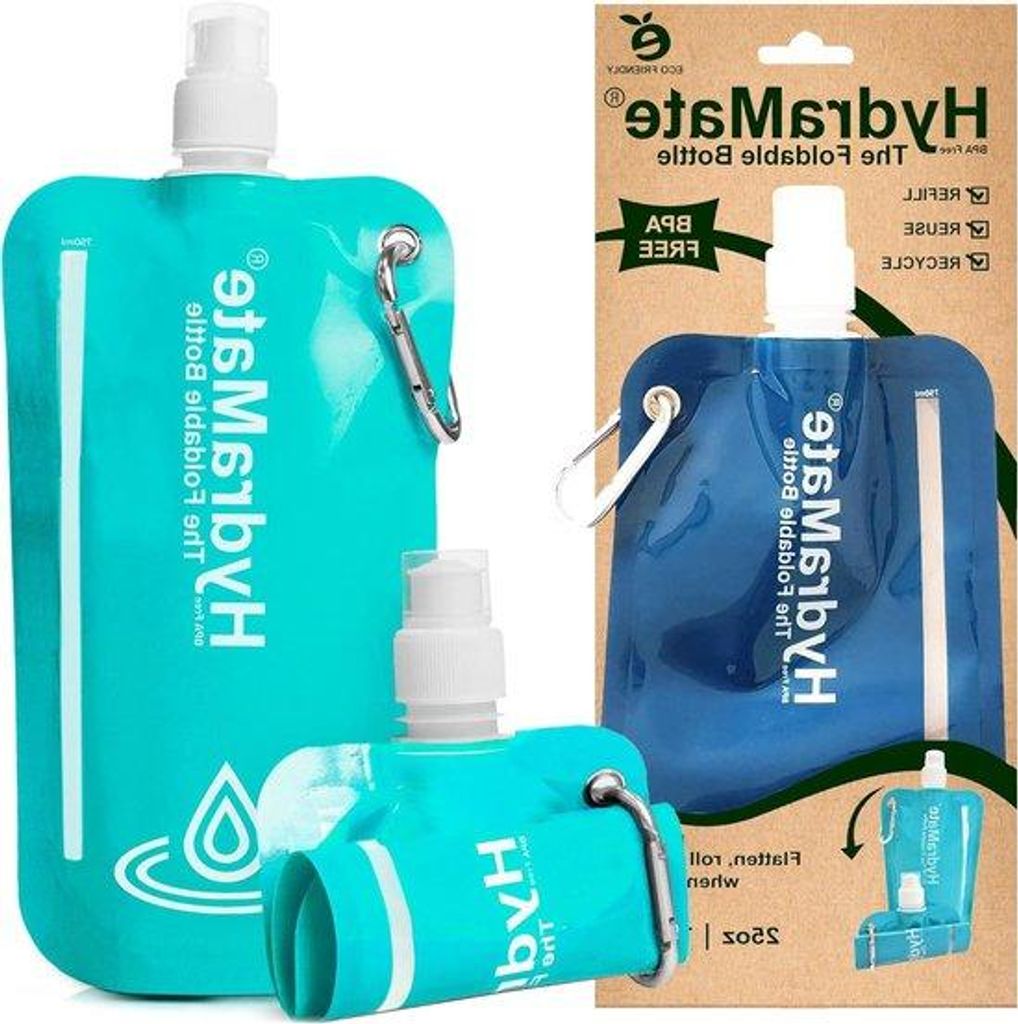 Flexibles Wasserflasche 750ml BPA-Frei Lichtgewicht Oprollbar mit Karabinerclip