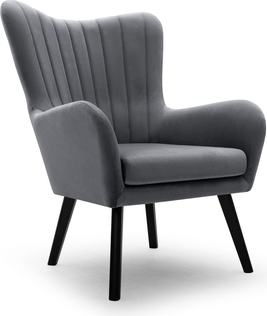 DomoHome Ted Sessel Aus Velluto-Stoff – Eleganter Hellrosa Samtsessel Mit Hoher Rückenlehne Breiter Sitzfläche Und Stabilen Schwarzen Holzbeine...