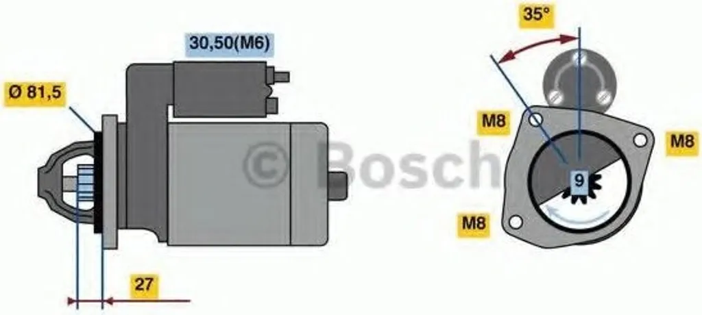 Démarreur Robuste BOSCH 0986021041 - Couple Élevé FIAT et PEUGEOT
