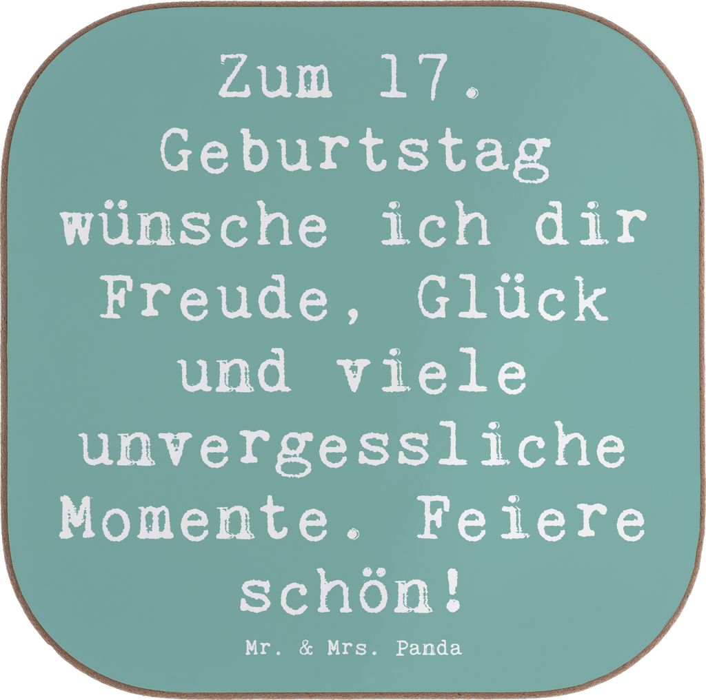 Mr. & Mrs. Panda Tischschoner Spruch 17. Geburtstag - Meeresbrise - Geschenk, Glück, Coaster, Ideen, besondere Geschenke, gläseruntersetzer, Chan...
