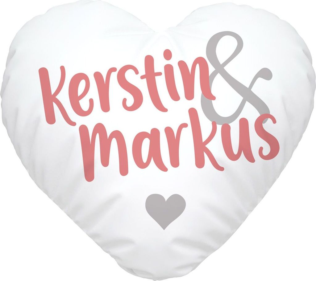 Herzkissen personalisiert Geschenk Liebe eigene Namen Paar Hochzeitsgeschenk Hochzeitstag Valentinstag SpecialMe weiß Herz-Kissen