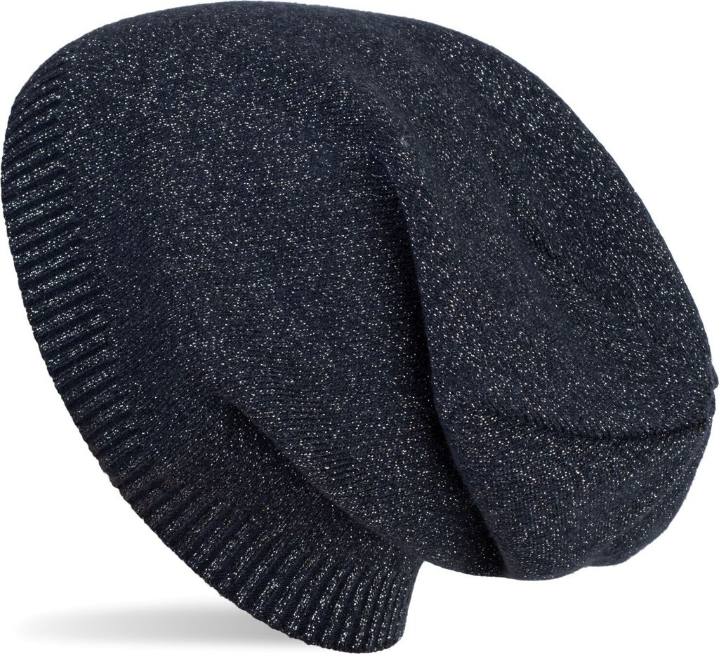 styleBREAKER Feinstrick Beanie Mütze mit Glitzerfaden, Slouch Longbeanie, Damen 04024142