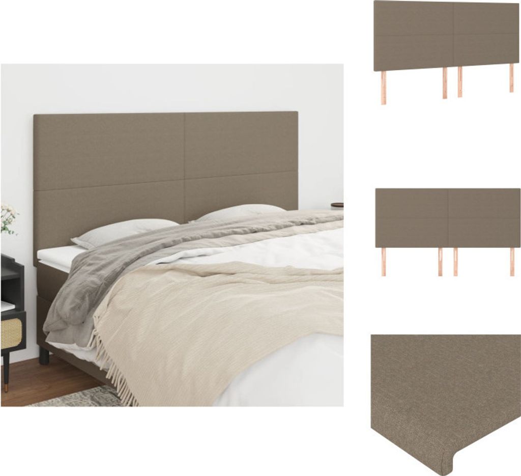 vidaXL Kopfteile 4 Stk. Taupe 90x5x78/88 cm Stoff - Kopf- & Fußenden