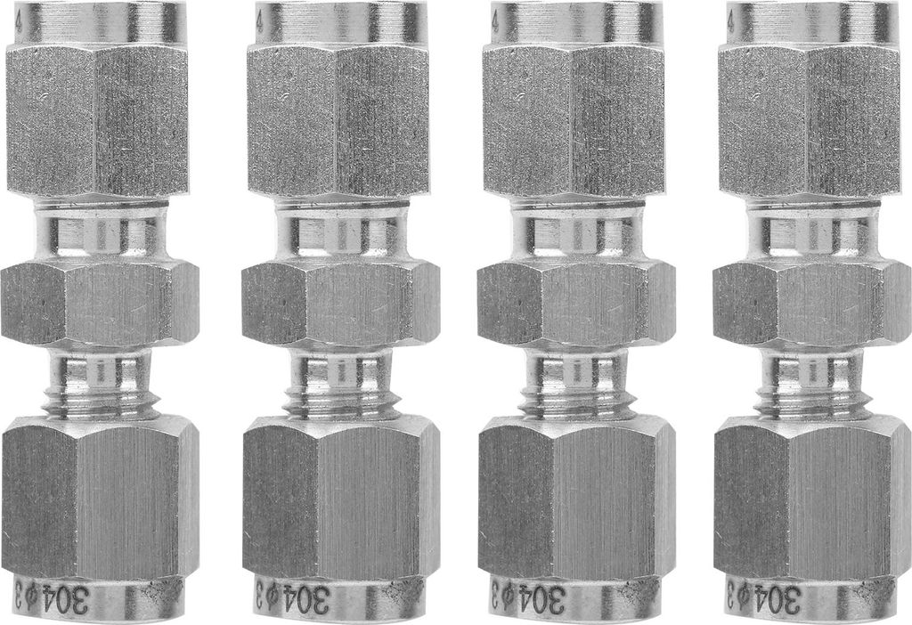 4 Stück Kompressionsrohradapter 304 Edelstahl Doppelklemmring gerade Reduzierverschraubung (§¶3/§¶4 )