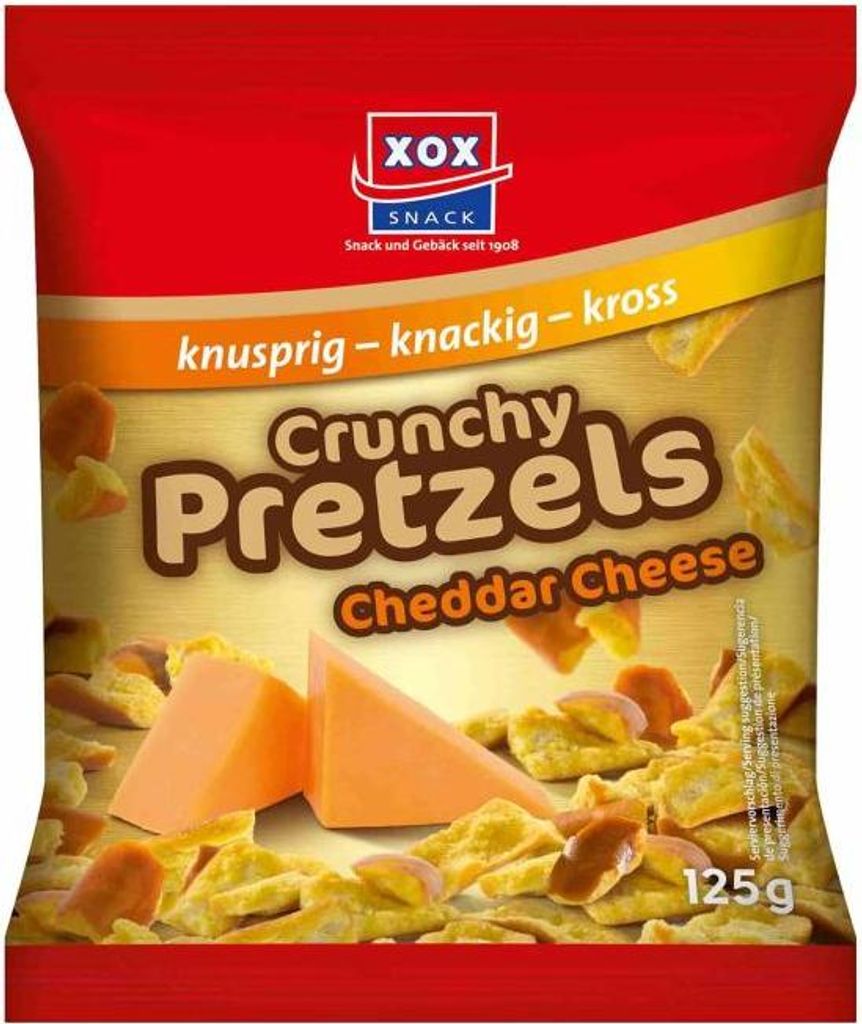 XOX Crunchy Pretzels Cheddar Cheese Brezelstücke mit Produktbild 