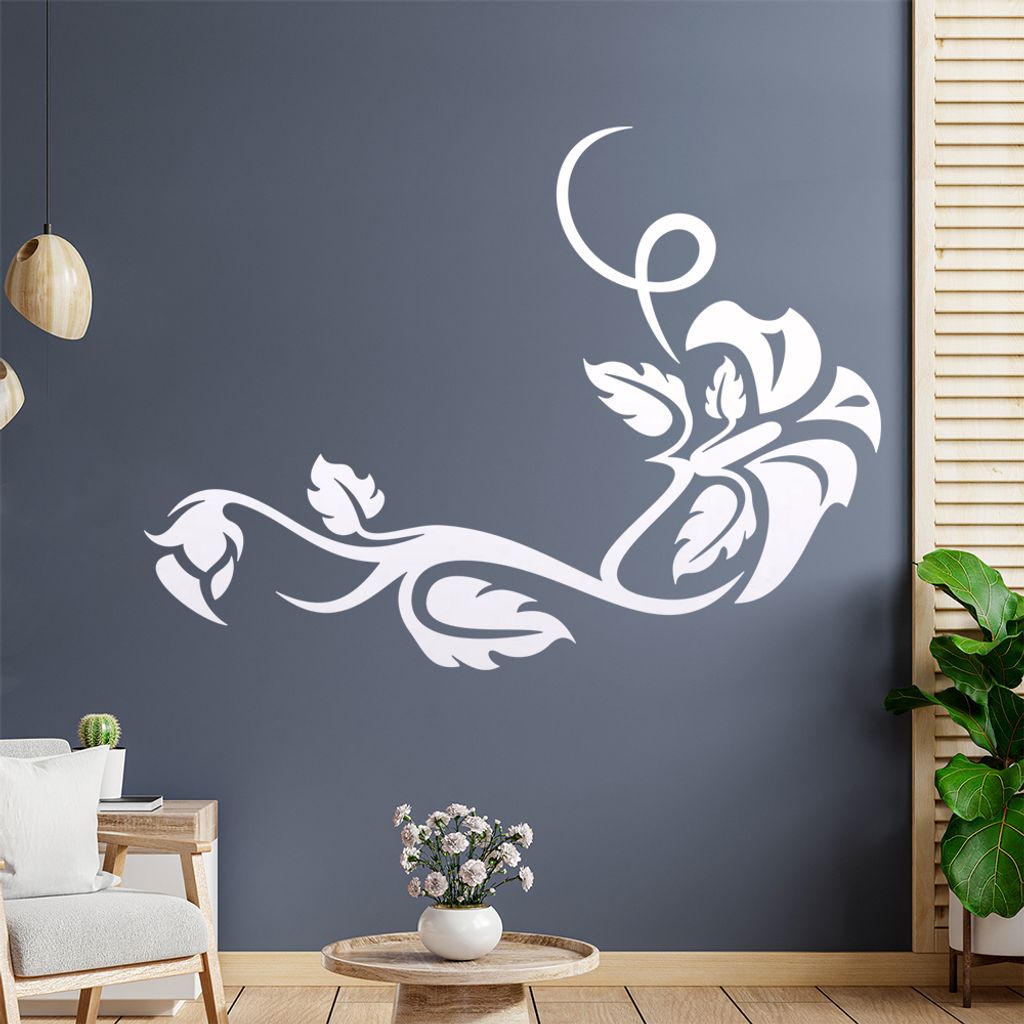 Blume - Linien Wandtattoo in 6 Größen - Wandaufkleber Wall Sticker - Dekoration, Küche, Wohnzimmer, Schlafzimmer, Badezimmer