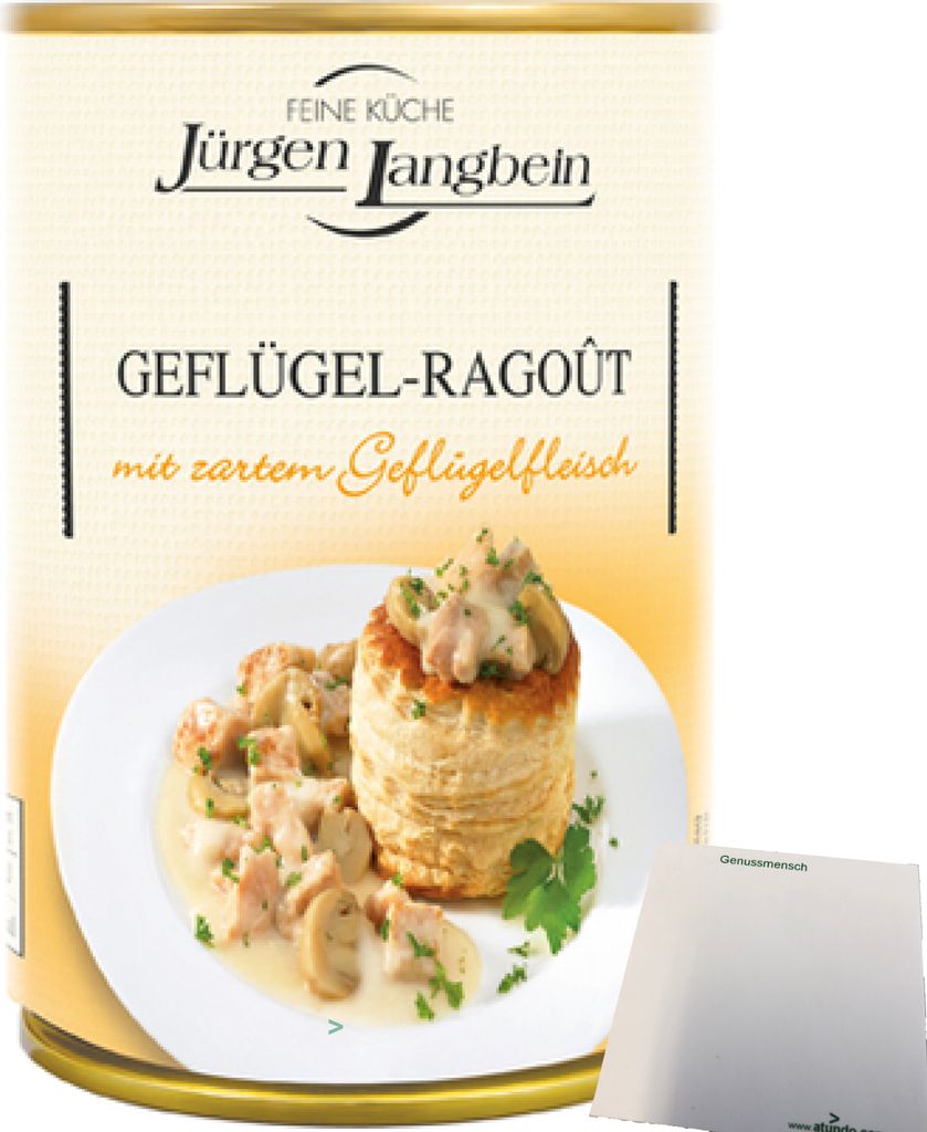 Jürgen Langbein Geflügel-Ragout mit zartem Geflügelfleisch 1er Pack (1x400g Dose) + usy Block