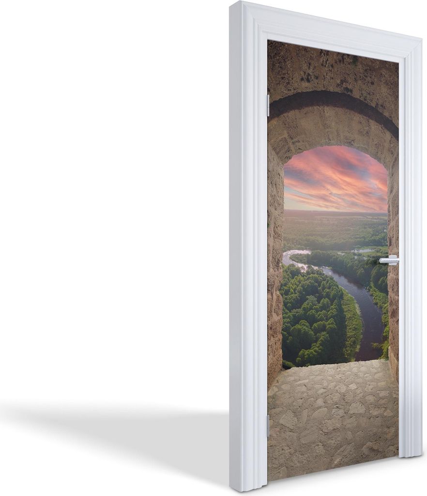 Innentür Folie Modern Selbstklebende Wandsticker Personalisiert - Blick vom Schloss - 85 x 205 cm
