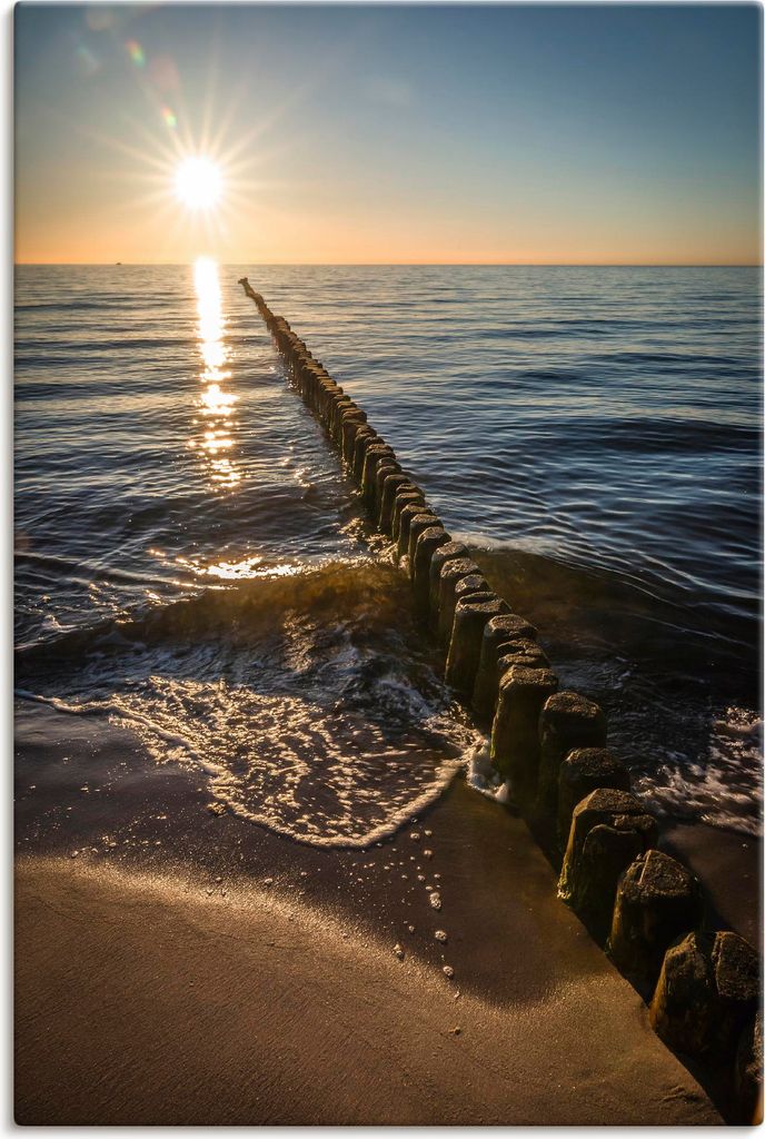 ARTland Leinwandbild Buhnen und Sonnenuntergang Ostsee Größe: 20x30 cm