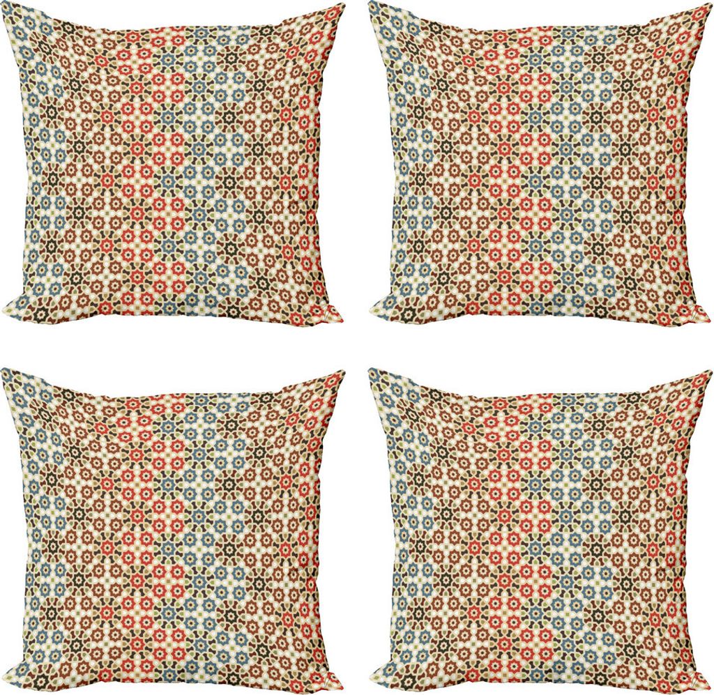 ABAKUHAUS Abstrakt Kissenbezug Set (4 Stück), Motive, Moderner Doppelseitiger Digitaldruck, 60 cm x 60 cm, Beige und Braun