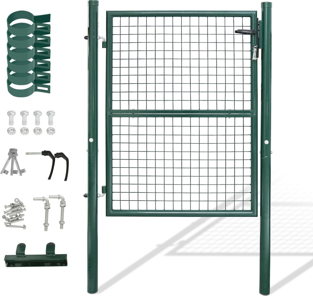 Faziango 125 x 100cm Gartentür Gartentor Hoftor Zaun Inkl. Schloss Tür, Tor, Zauntor, Zauntür, Gartentür, Gartenzaun,Grün