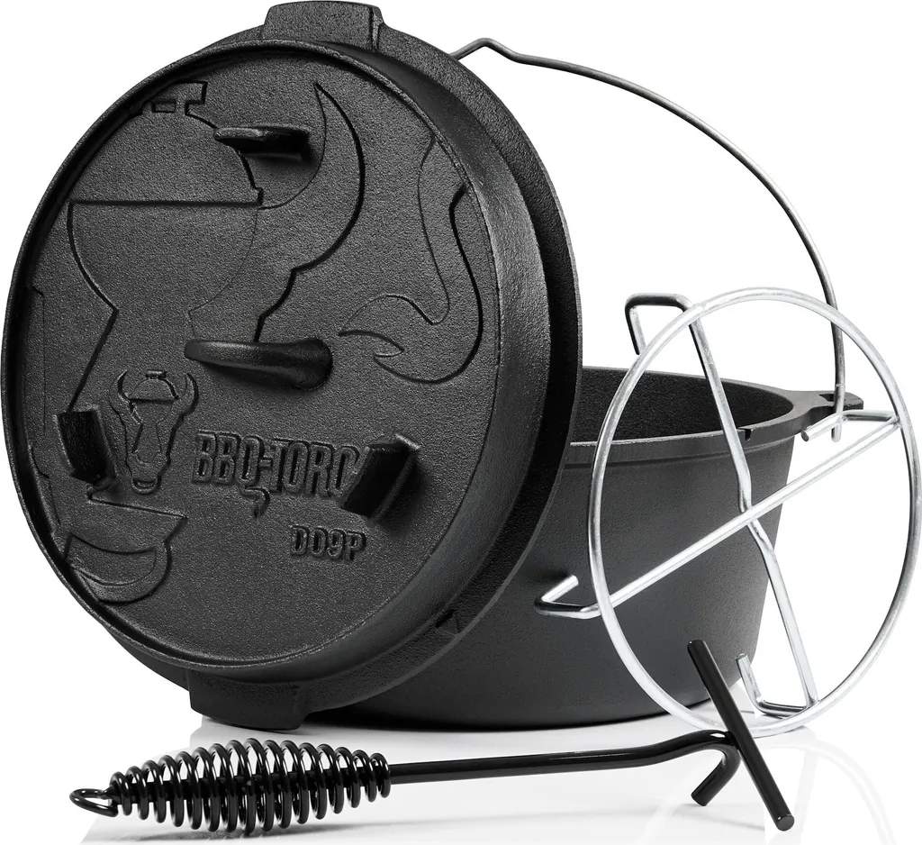 BBQ-Toro Dutch Oven DO9PX Marmite en Fonte 9L avec Pieds Haute Qualité