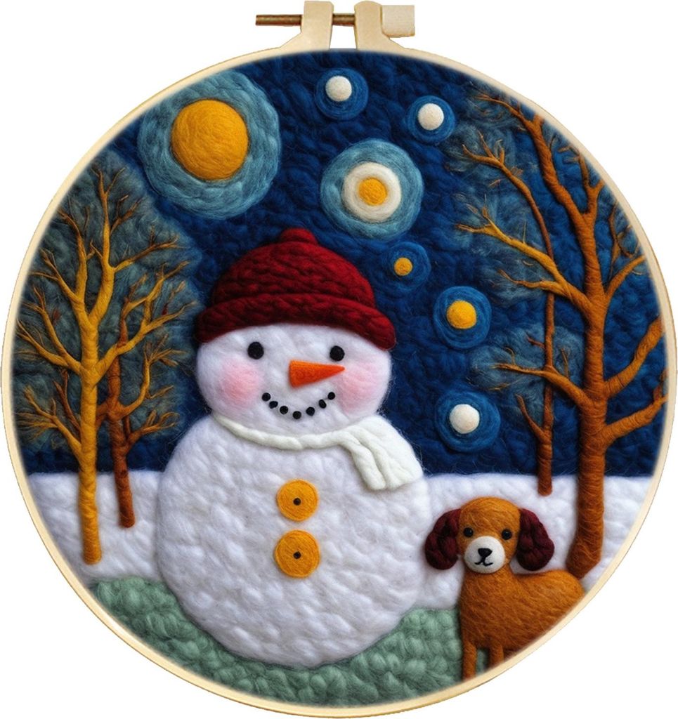 Weihnachts-Nadelfilz-Set, Filz-Malset für Feiertage, für Anfänger, Starter-Nadelfilz, DIY-Bastelset mit Nadelkissen, Wolle, dekorativer Rahmen