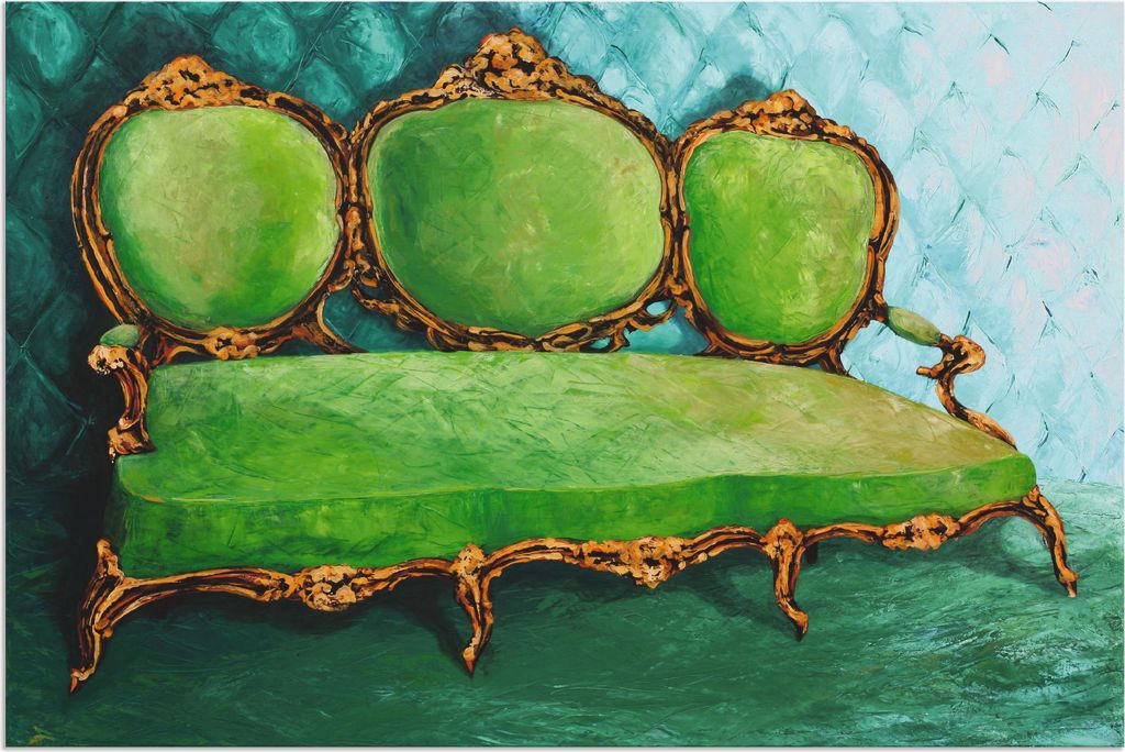 ARTland Wandbild Alu für Innen & Outdoor Sofa grün Größe: 60x40 cm