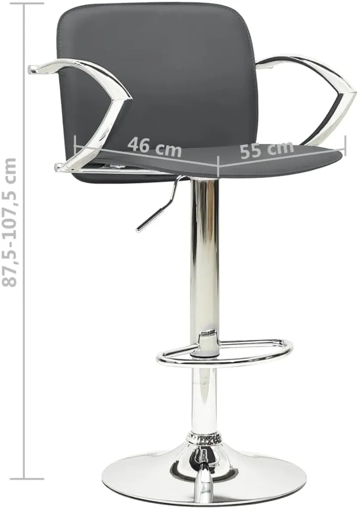 Tabouret de Bar Pivotant en Simili Cuir Gris avec Dossier Ergonomique - 2