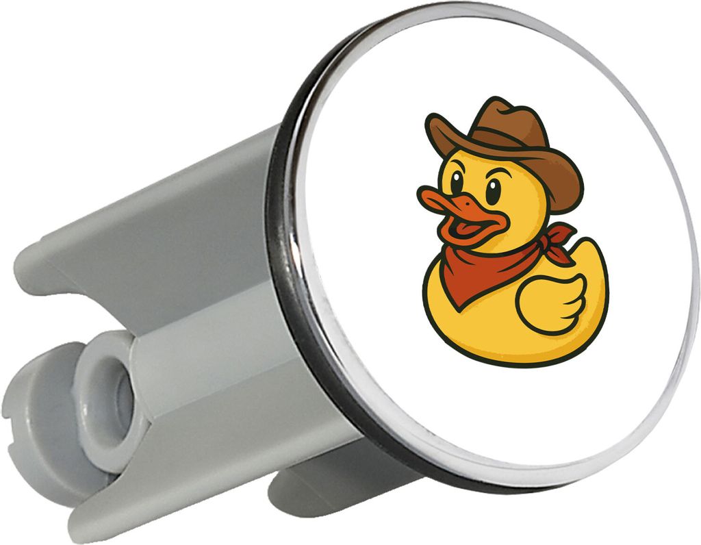 Huuraa Waschbeckenstöpsel Quietscheente Cowboy Gummiente Wilder Westen 4cm höhenverstellbar Abflussstopfen Geschenkidee