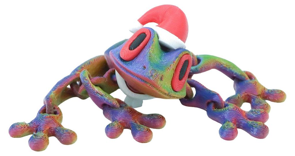 Kühlschrankmagnet in Form eines Weihnachtsfrosches, 3D-gedruckt, mit beweglichen Gelenken, als Fidget-Toy, bewegliche Tierfigur, magnetische Kühl...