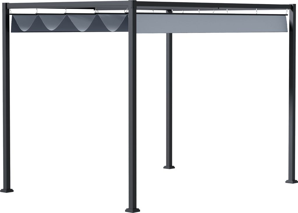 Outsunny Pergola 4x3m Garten Pavillon, Terrassendachung aus Stahl, Gartenpavillon mit verstellbares Dach, Freistehend, Sonnenschutz für Terrasse u...