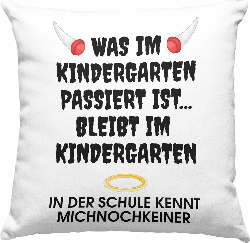 Trendation - Schulkind 2023 Lustig Einschulung Mädchen Junge Geschenk Schultüte Deko-Kissen mit Füllung 40x40 Schulstart 1 Schultag Schuleinfüh...