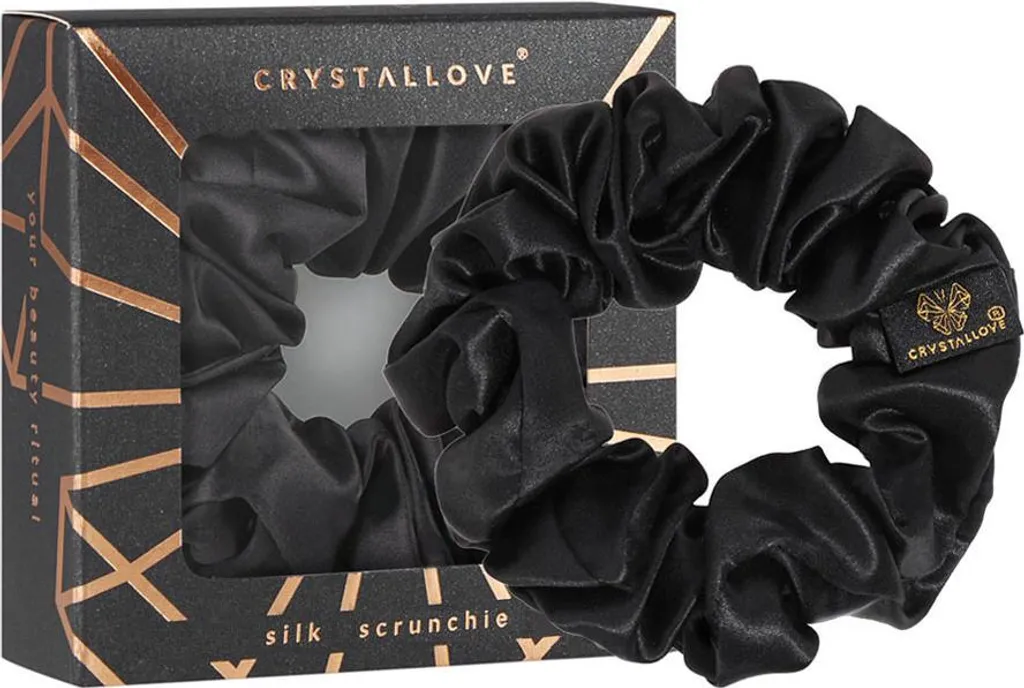 Chouchou en soie noire Crystallove - Soie naturelle haute densité 1pc