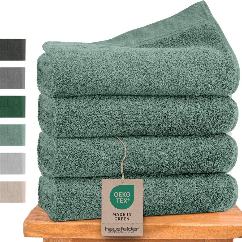 Hausfelder Handtücher Premium Handtuch Set (Hellgrün, 4 Handtücher 50x100cm)
