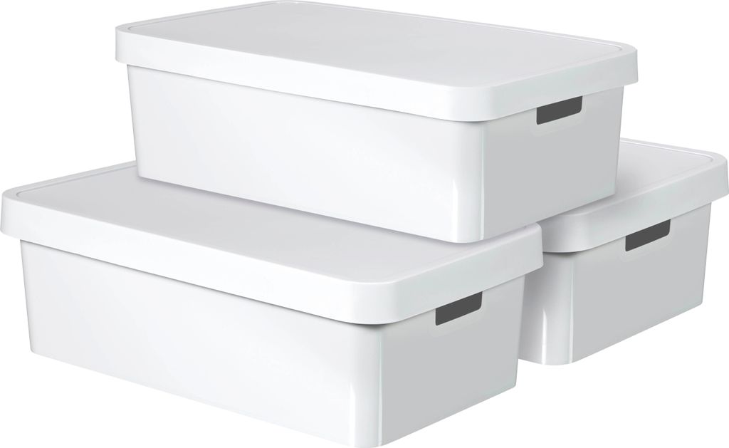 3-er Set INFINITY Box mit Deckel 30L weiß Produktbild 