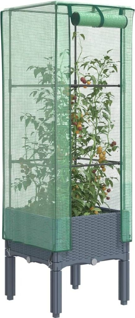 Maison Exclusive - Hochbeet mit Gewächshaus-Aufsatz Rattan-Optik 40x40x140 cm