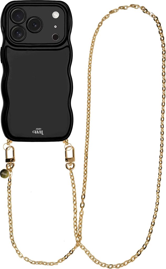 Glossy Wavy Cord Case Black - Dreamy (long) - iPhone 17 Pro