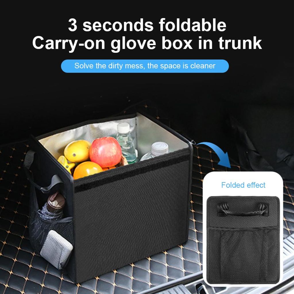Auto Kofferraum Organizer Tasche isoliert wasserdicht für Auto Limousine SUV MPV faltbar 600D Oxford Cloth Reise Organisation Storage Box mit 2 Me...