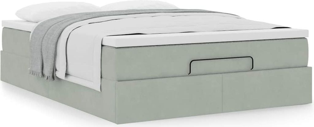 Maison Exclusive - Ottoman-Bett mit Matratze Hellgrau 140x200 cm Samt