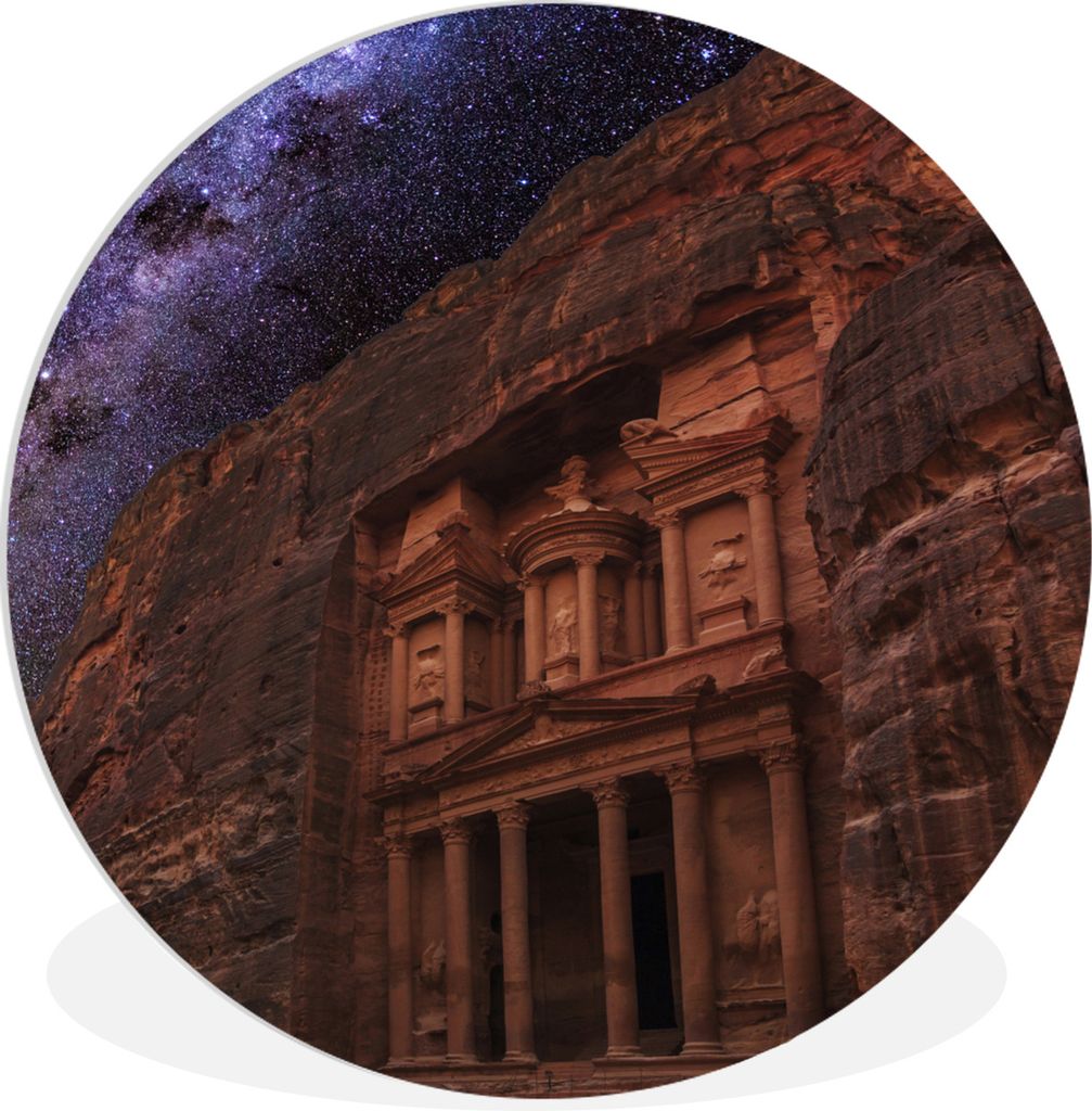 MuchoWow Rundes Wandbild - Runde Bilder Jordanien - Petra - Sternenhimmel Ø 60 cm Kreis Wanddekoration Kunststoff - Wandkreis - Wandschmuck - Wa...
