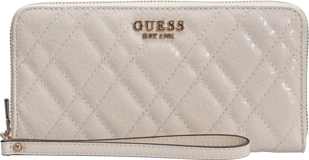 Portafoglio Donna Guess Isemay Large Zip Around Bianco Off-White
