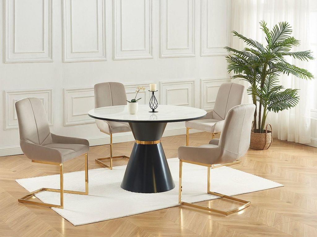 Set aus 2 Stühlen aus Velours und goldenem Metall - Beige - BERLONA