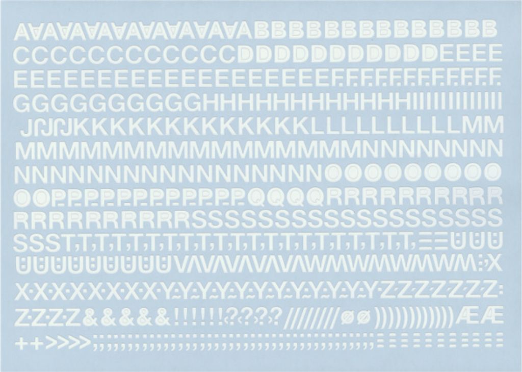 Aufkleber Großbuchstaben weiß, Folie, 10 mm, 1 Bogen
