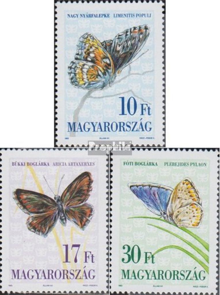 Briefmarken Ungarn 1993 Mi 4251-4253 (kompl.Ausg.) postfrisch Schmetterlinge