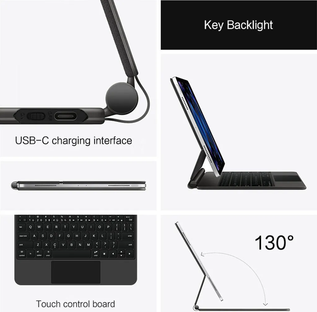 Clavier Bluetooth et Coque iPad Pro 12.9 avec Support Stylet Intégré