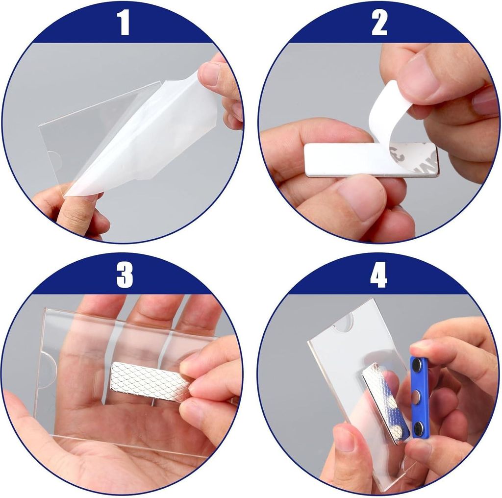 Magnetische Namensschilder - 16 Stück - Blau - 90 x 54 mm