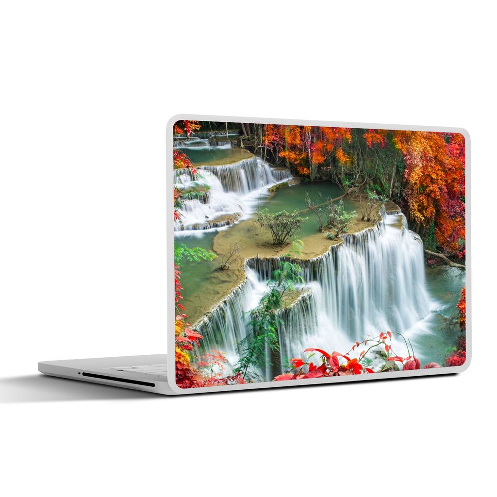 MuchoWow Laptop Aufkleber Sticker Cover Bäume - Wasserfall - Herbst - Natur 40x30 cm - Laptop Dekoration - Selbstklebend