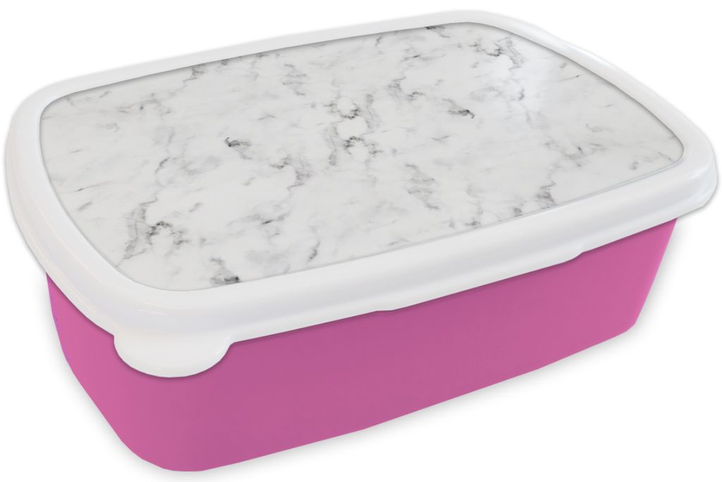KitchenYeah Lunchbox Brotzeit Brotdose 17x11 cm Marmor - Luxus - Weiß - Grau - Marmoroptik Kinder Brotzeitdose - Lunchpaket - Brotkasten - Sand...
