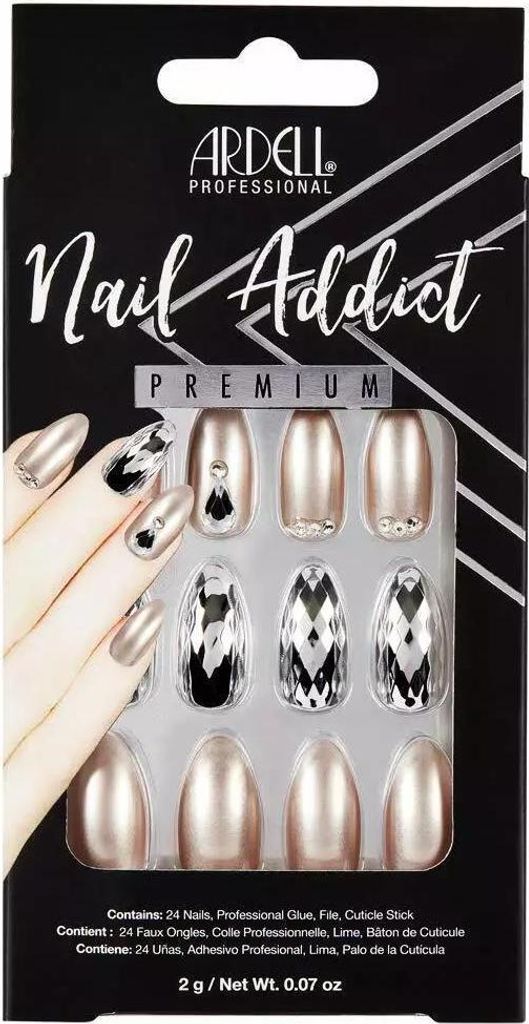 Ardell | 28 Tips - Künstliche Nägel - |Beige, Braun| - Größe L - Tips - Nagelkleber - Champagne Ice - Komplettset